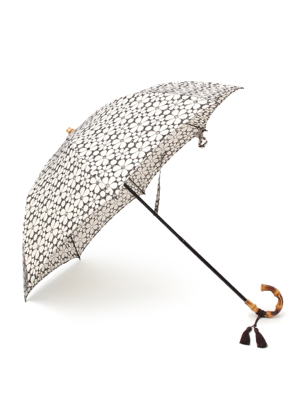 フラワー刺繍　折り畳み日傘