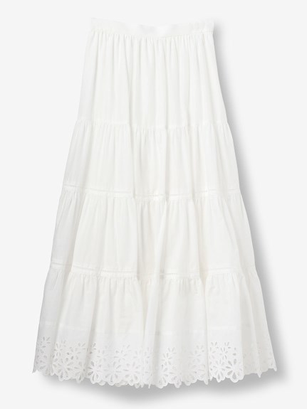 ストラスブルゴの花柄カットワークティアードロングスカート SKIRTS / スカート